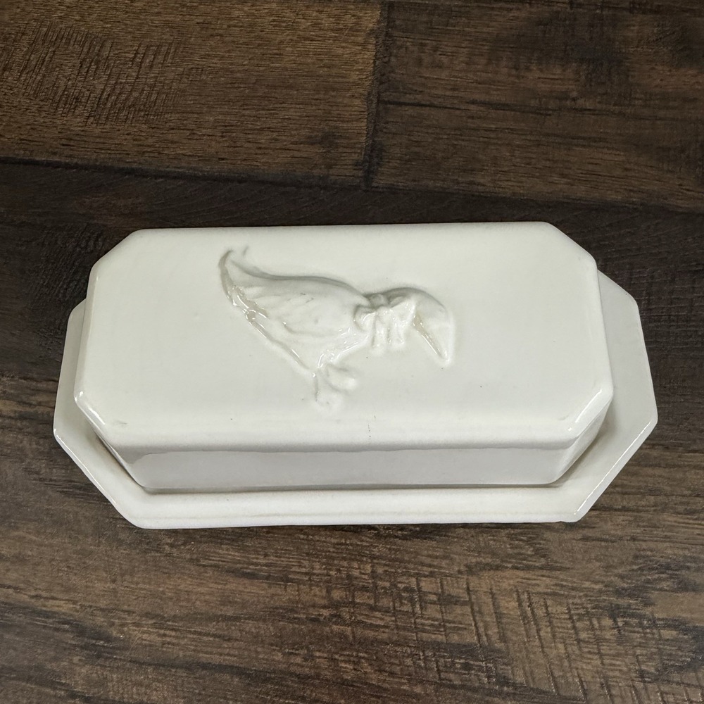 Vintage Mid-Century Modern McCoy Pottery Country Accents Covered Butter Dish